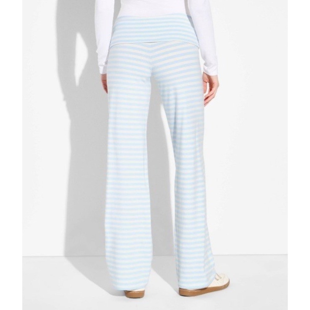 Wild Fable Light Blue & White Striped Fold-Over Waist Lounge Pants XS NWT - Picture 3 of 3